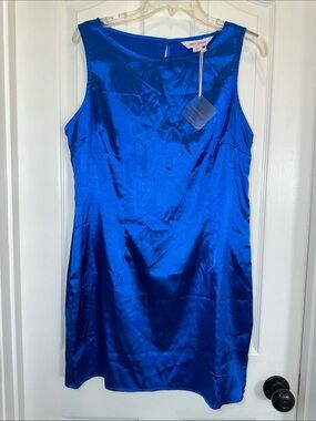 Urban Threads Electric Blue Satin Sleeveless Mini Dress- NWT